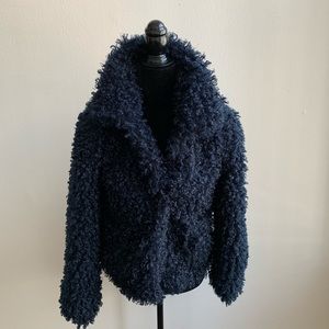 zara navy teddy coat